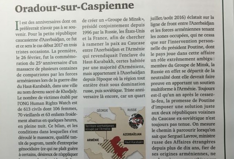 Fransanın “La Revue” jurnalı Xocalı soyqırımından yazıb