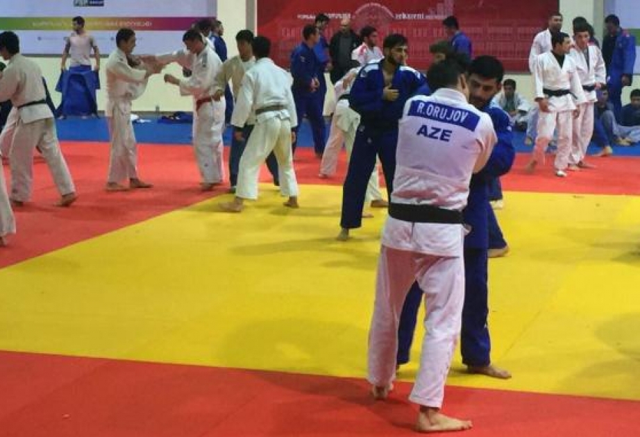 L’équipe d’Azerbaïdjan de judo est en séance d’entraînement en Hongrie