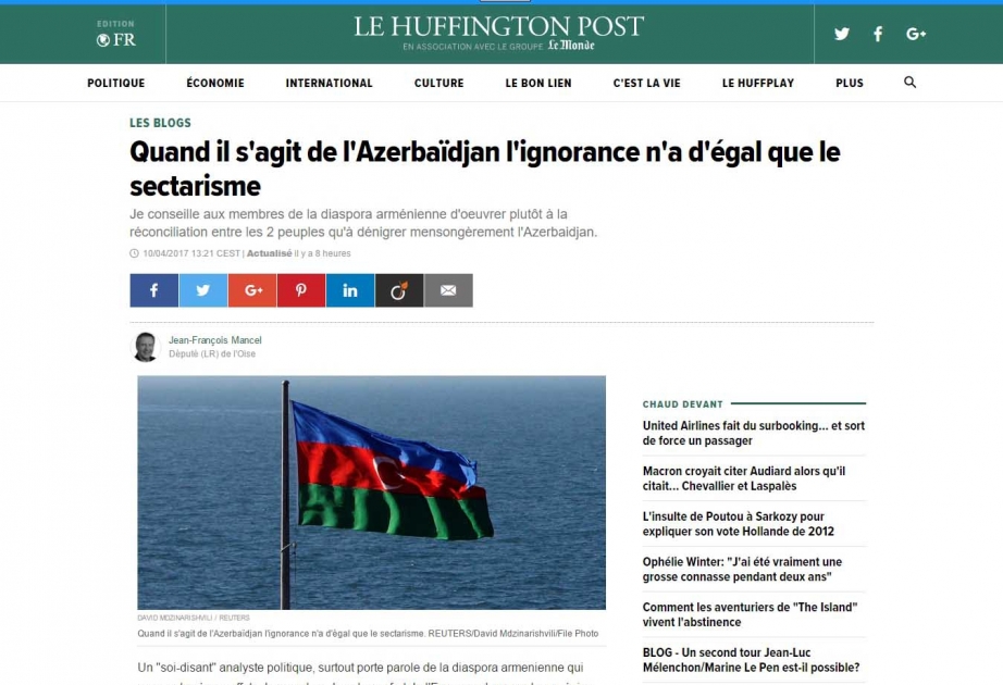 Fransalı deputatdan erməni diaspor üzvünün Azərbaycanla bağlı qərəzli yazısına tutarlı cavab