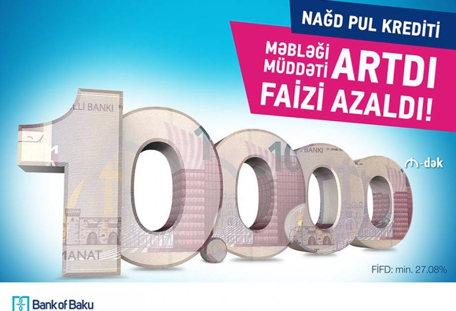 “Bank of Baku”dan 10 min manatadək nağd pul krediti