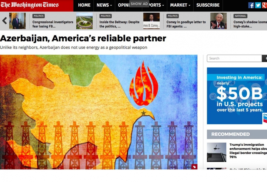 “The Washington Times”: “Azərbaycan Amerikanın etibarlı tərəfdaşıdır”