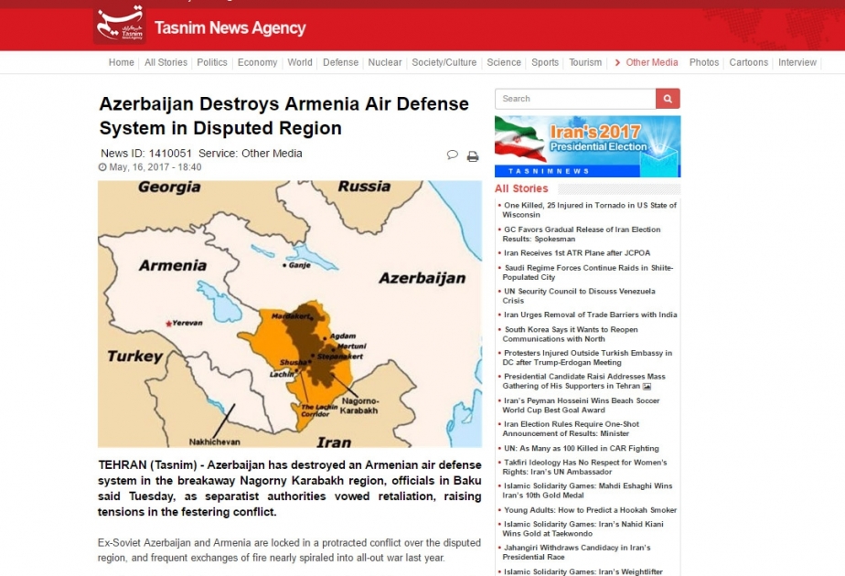 İran mətbuatı Azərbaycan Ordusunun uğurundan yazır