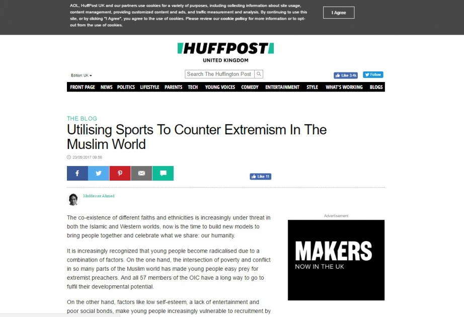 Huffington Post: Спорт – важный фактор в борьбе с экстремизмом.