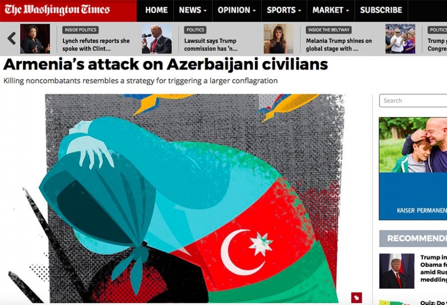 The Washington Times о нападении Армении на мирных жителей Азербайджана