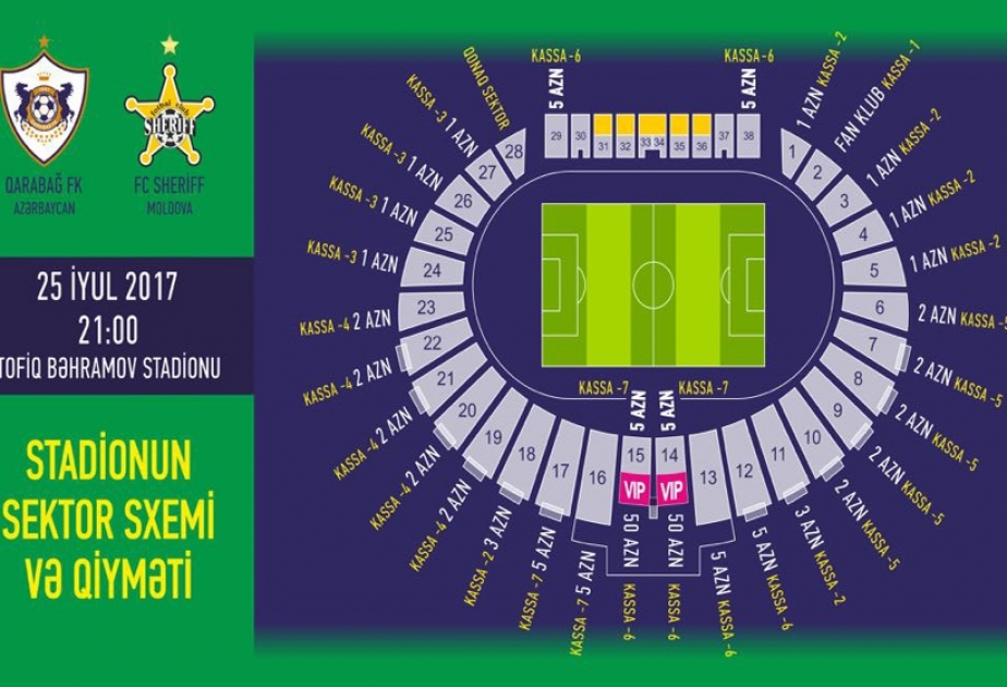 “Qarabağ”-“Şerif” oyununun biletləri satışa çıxır
