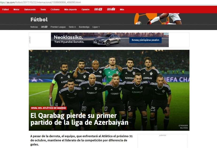 Премьер-лига Азербайджана по футболу в центре внимания испанской печати