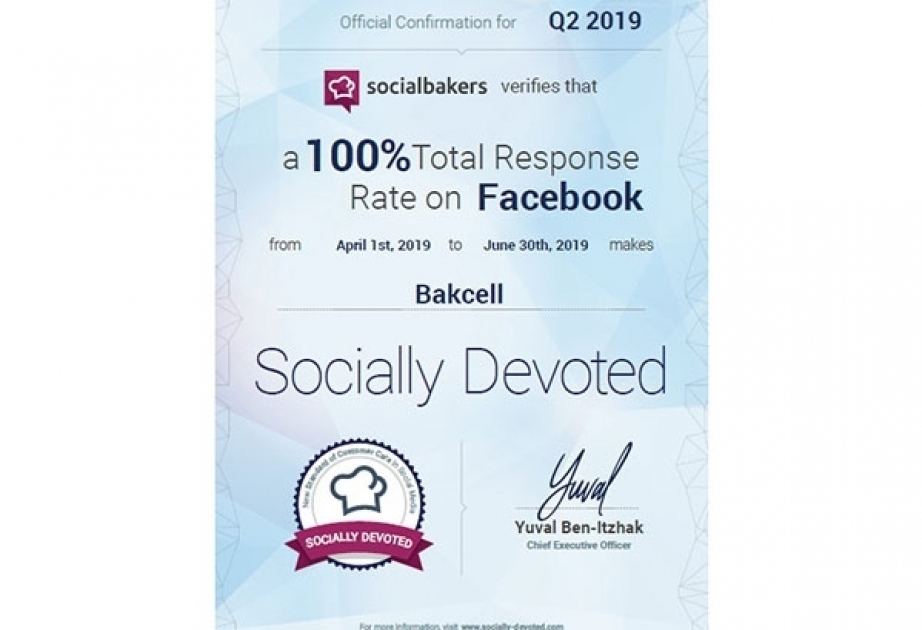 ®  Bakcell continues showing outstanding results in terms of responses to customer inquiries in social media