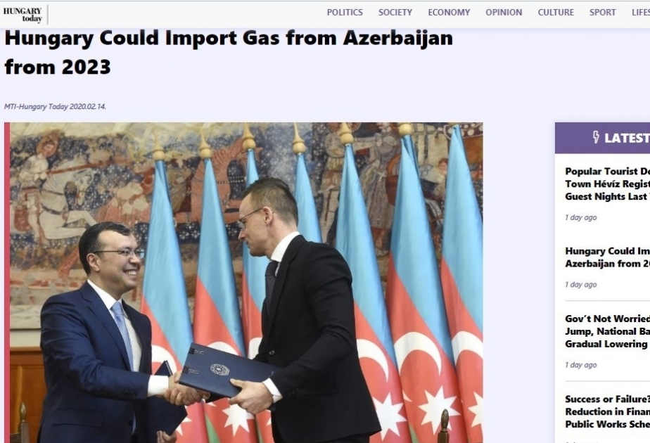 Hungary today: Hungary could import gas from Azerbaijan from 2023