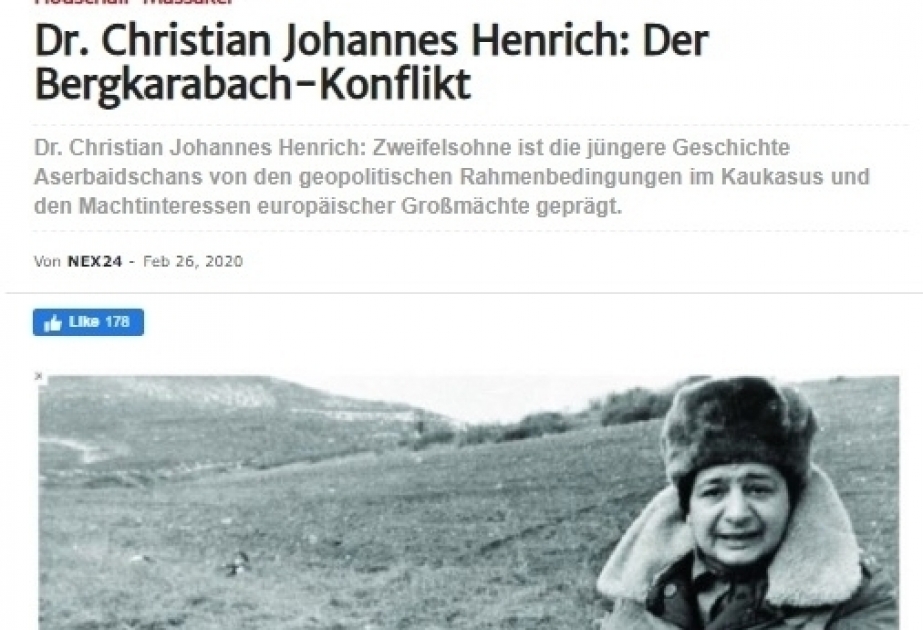 Dr. Christian Johannes Henrich: Viele Menschen ließen ihr Leben in Chodschali oder verloren ihre Heimat durch Vertreibung