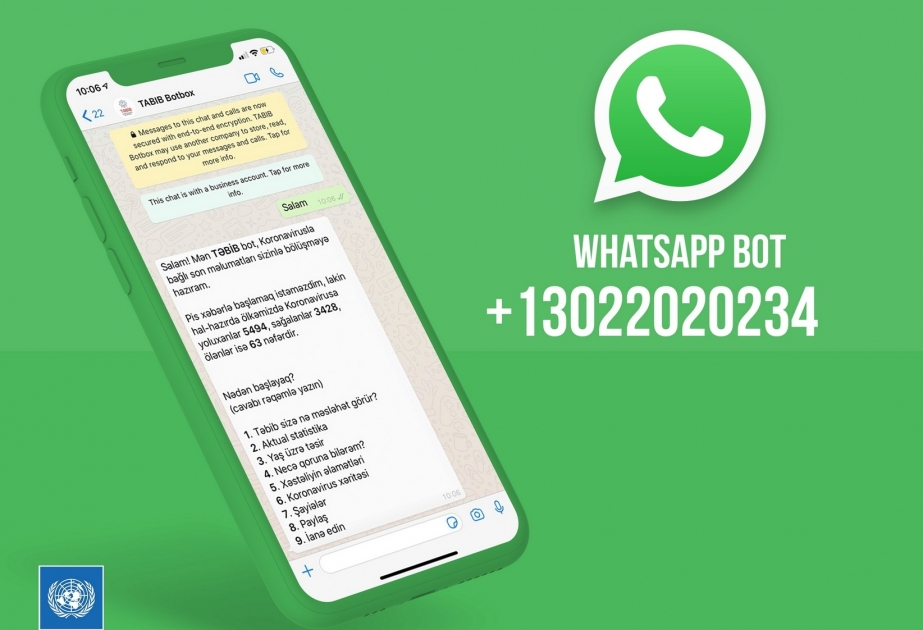 WhatsApp bot launched by TABIB and UNDP to keep Azerbaijan's citizens up to date on the latest COVID-19 info