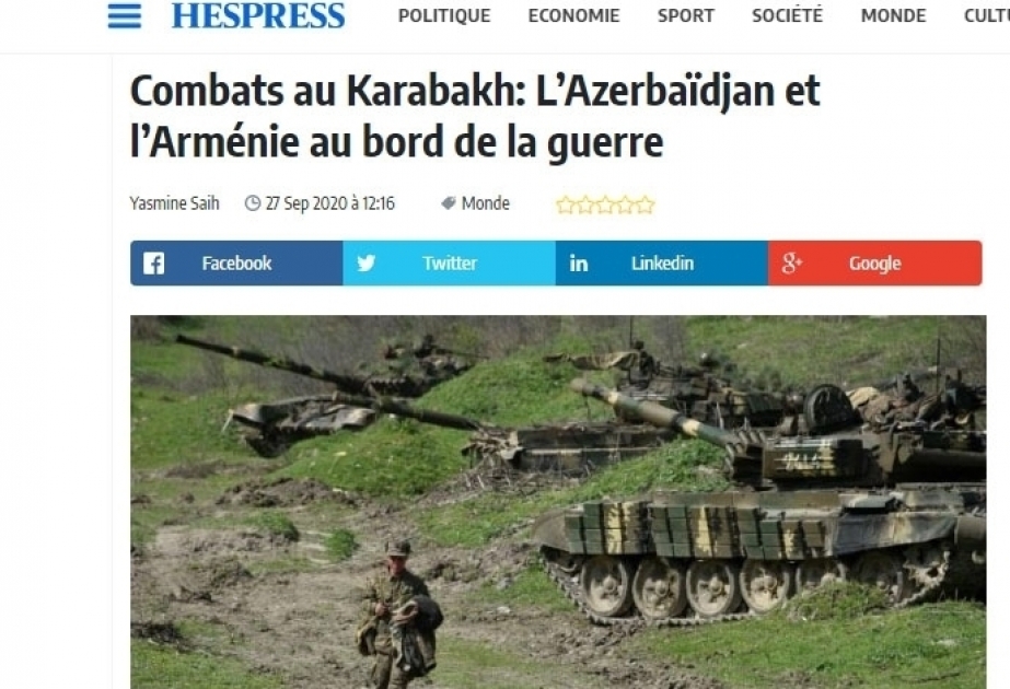 Le site Internet marocain a publié un article sur l’escalade des tensions sur la ligne de contact des armées arménienne et azerbaïdjanaise