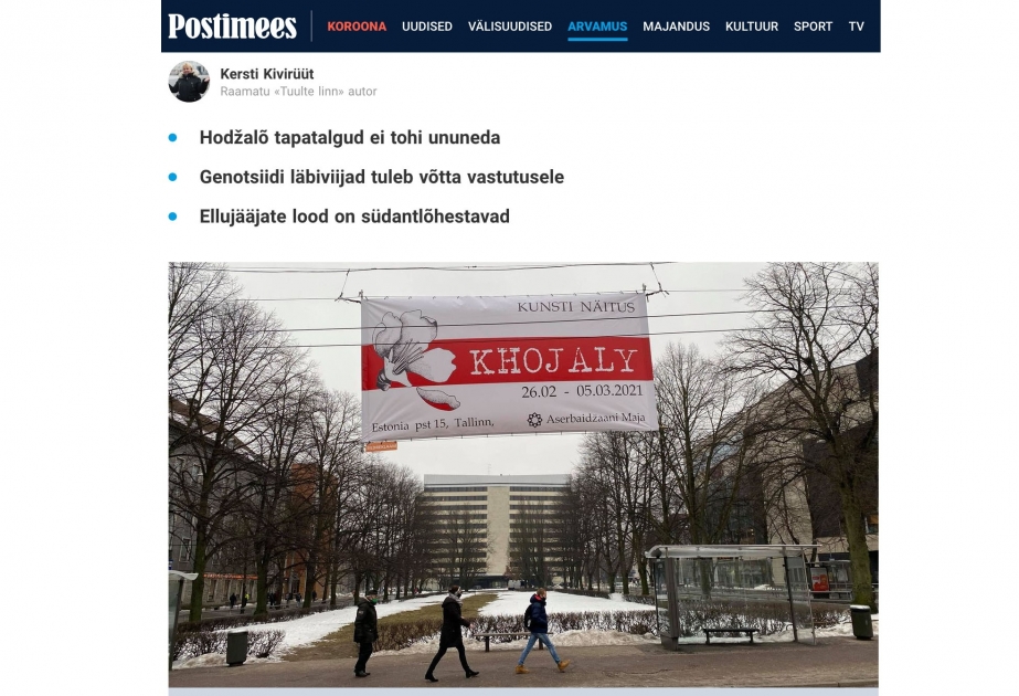 Estoniya portalında Xocalı soyqırımı barədə məqalə dərc edilib