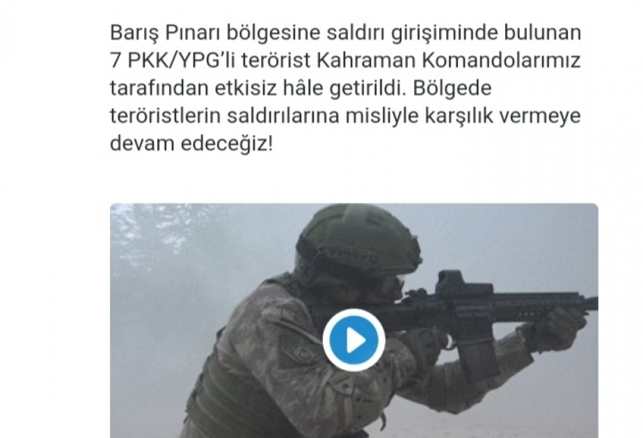 Turkey 'neutralizes' 7 YPG/PKK terrorists in northern Syria
