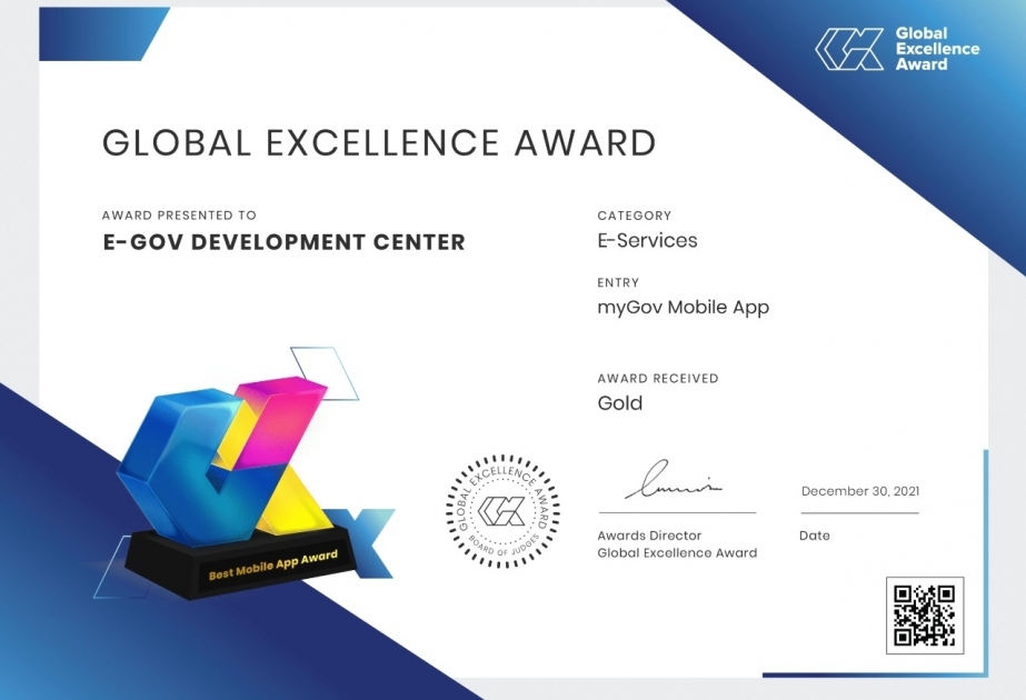 Azerbaijan’s “myGov” mobile application wins international award