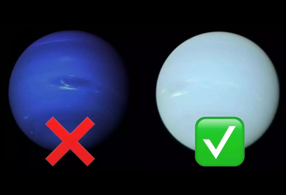Neptun ist azurblau und Uranus ist blaugrün