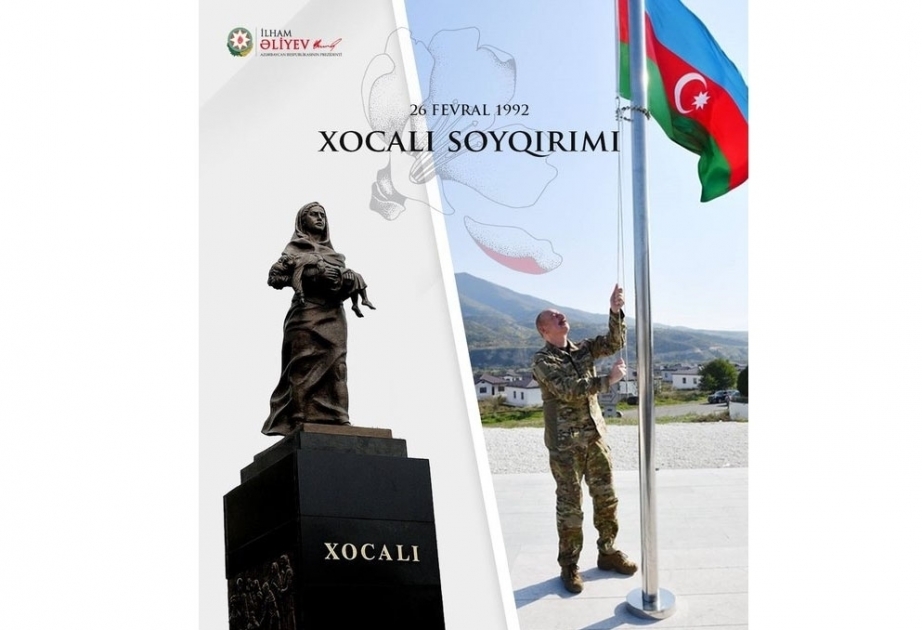 Anlässlich des 32. Jahrestages des Völkermords von Chodschali teilt Präsident Ilham Aliyev Posting