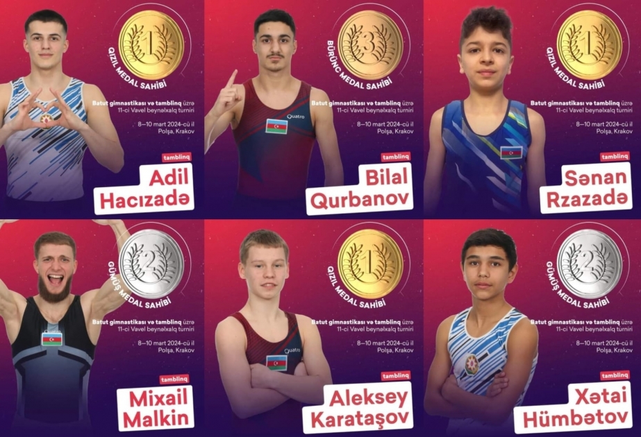 Азербайджанские гимнасты завоевали шесть медалей в Польше