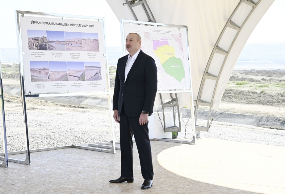Le président Aliyev: La mise en service du canal d'irrigation de Chirvan conduira à remplir le lac de Hadjygaboul