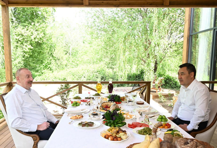 阿塞拜疆和吉尔吉斯斯坦两国总统共进午餐