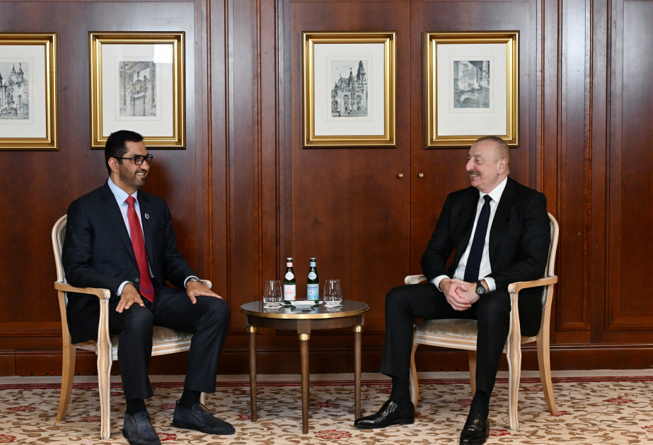 El Presidente de Azerbaiyán se reúne con el Ministro de Industria y Tecnología Avanzada de los Emiratos Árabes Unidos en Berlín