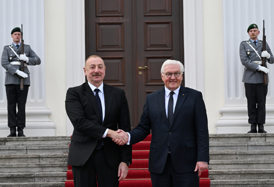 Präsident Ilham Aliyev und Bundespräsident Frank-Walter Steinmeier treffen sich unter vier Augen VIDEO