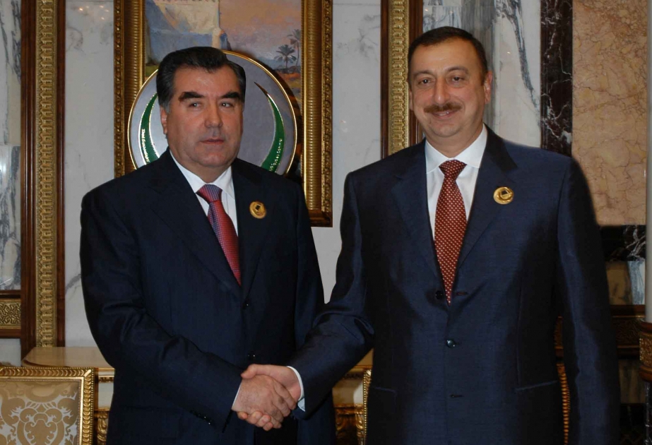 AZƏRBAYCAN PREZİDENTİ İLHAM ƏLİYEVİN TACİKİSTAN PREZİDENTİ EMOMƏLİ RƏHMONOV İLƏ GÖRÜŞÜ