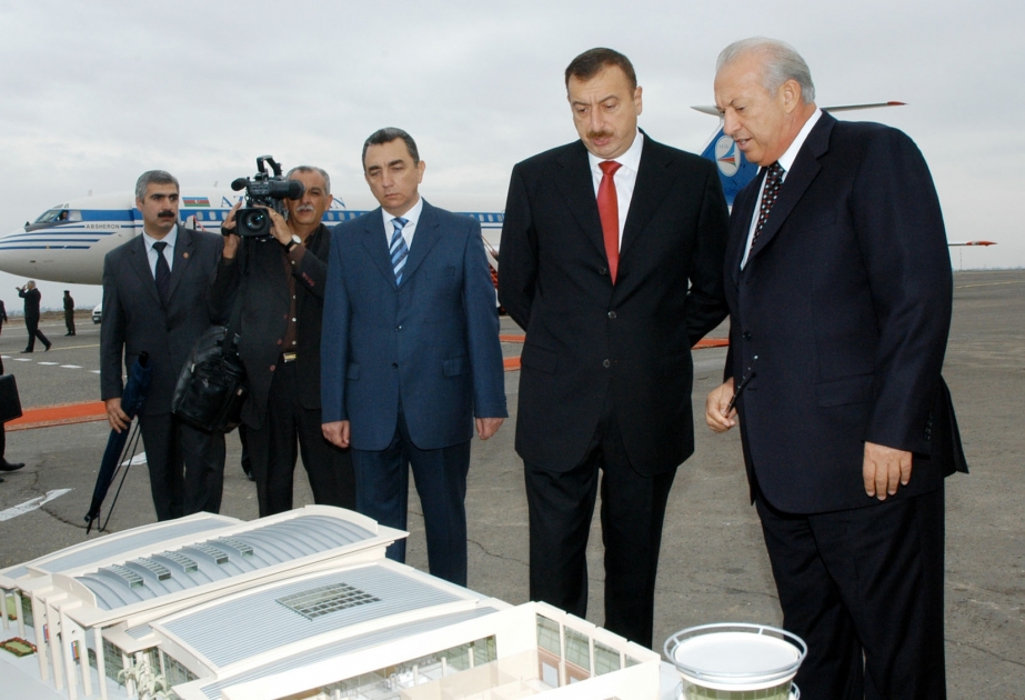 AZƏRBAYCAN PREZİDENTİ İLHAM ƏLİYEVİN GƏNCƏYƏ SƏFƏRİ BEYNƏLXALQ HAVA LİMANININ TİKİNTİSİ İLƏ TANIŞLIQ