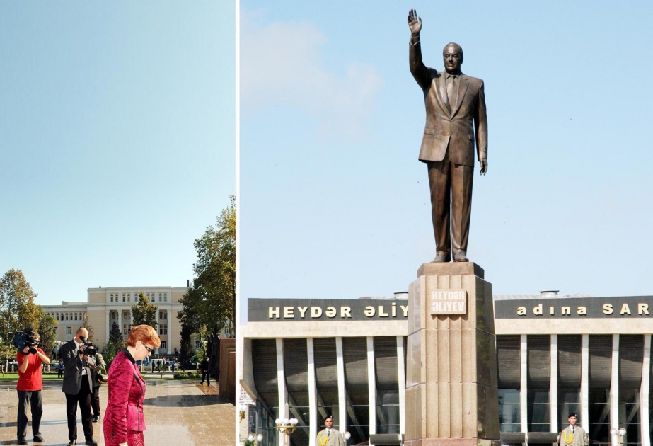LATVİYA RESPUBLİKASININ PREZİDENTİ XANIM VAYRA VİKE-FREYBERQA ÜMUMMİLLİ LİDER HEYDƏR ƏLİYEVİN ABİDƏSİNİ ZİYARƏT ETMİŞDİR