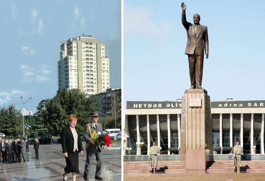 FİNLANDİYA PREZİDENTİ TARYA HALONEN ÜMUMMİLLİ LİDER HEYDƏR ƏLİYEVİN ABİDƏSİNİ ZİYARƏT ETMİŞDİR