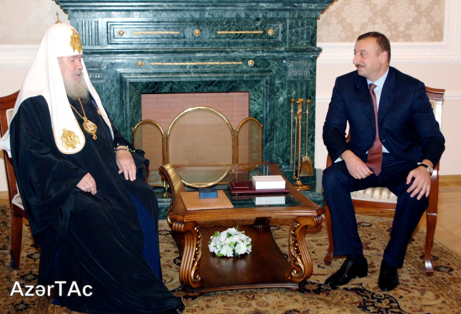 AZƏRBAYCAN PREZİDENTİ İLHAM ƏLİYEV MOSKVANIN VƏ BÜTÜN RUSİYANIN PATRİARXI II ALEKSİNİ QƏBUL ETMİŞDİR