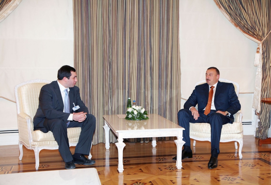 AZƏRBAYCAN PREZİDENTİ İLHAM ƏLİYEV GÜRCÜSTANIN AVROPA ŞURASI PARLAMENT ASSAMBLEYASINDA NÜMAYƏNDƏ HEYƏTİNİN RƏHBƏRİ GİORGİ BOKERİANI QƏBUL ETMİŞDİR