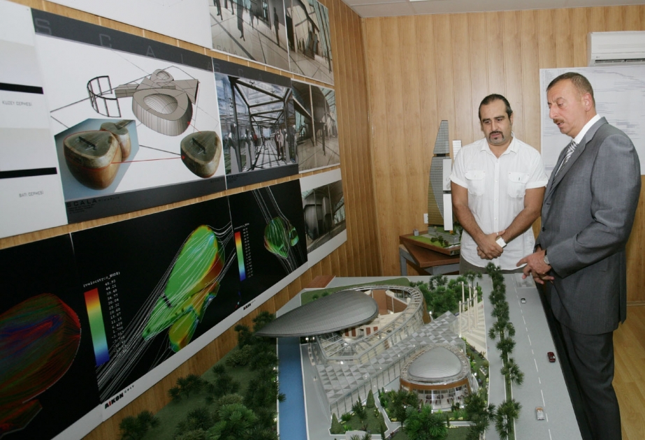 AZƏRBAYCAN PREZİDENTİ İLHAM ƏLİYEV BEYNƏLXALQ MUĞAM MƏRKƏZİNDƏ TİKİNTİ İŞLƏRİNİN GEDİŞİ İLƏ MARAQLANMIŞDIR