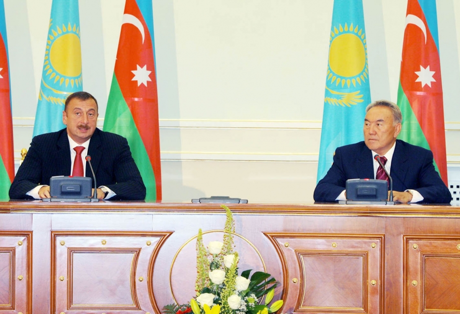 AZƏRBAYCAN PREZİDENTİ İLHAM ƏLİYEVİN QAZAXISTANA RƏSMİ SƏFƏRİ DÖVLƏT BAŞÇILARININ BİRGƏ MƏTBUAT KONFRANSI