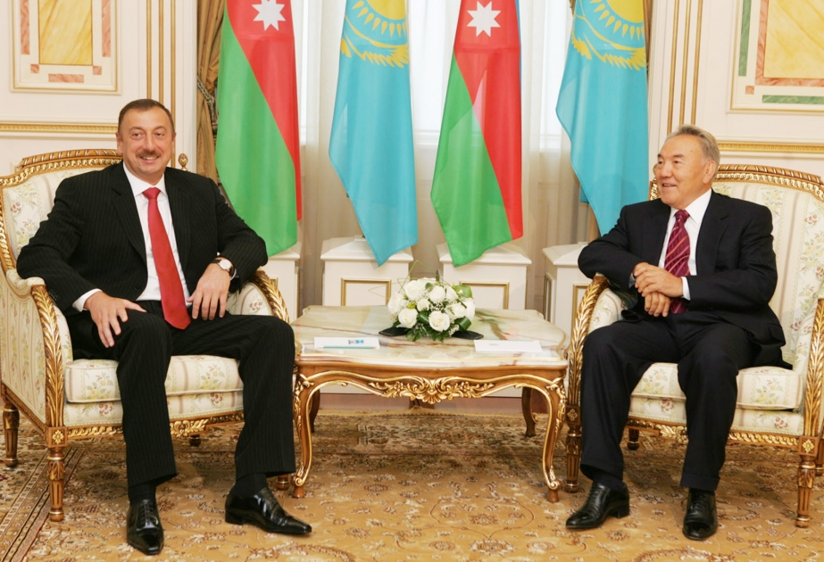 AZƏRBAYCAN PREZİDENTİ İLHAM ƏLİYEVİN VƏ QAZAXISTAN PREZİDENTİ NURSULTAN NAZARBAYEVİN TƏKBƏTƏK GÖRÜŞÜ