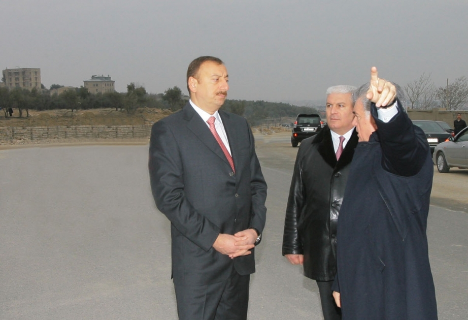 AZƏRBAYCAN PREZİDENTİ İLHAM ƏLİYEV AZADLIQ MEYDANI–ZIĞ DAİRƏSİ-HEYDƏR ƏLİYEV ADINA BEYNƏLXALQ HAVA LİMANI AVTOMOBİL YOLUNUN TİKİNTİSİNİN GEDİŞİ İLƏ TANIŞ OLMUŞDUR