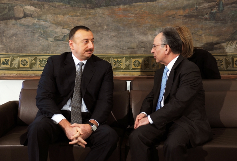 AZƏRBAYCAN PREZİDENTİ İLHAM ƏLİYEV YUNANISTAN PARLAMENTİNİN SƏDRİ DİMİTRİS SİUFASLA GÖRÜŞMÜŞDÜR