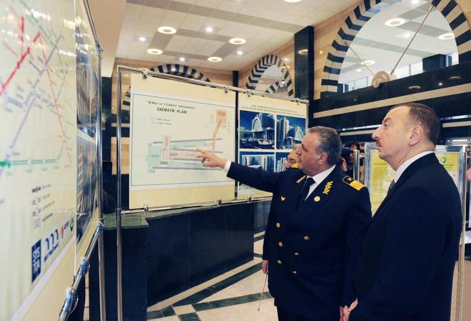 AZƏRBAYCAN PREZİDENTİ İLHAM ƏLİYEV METRONUN “28 MAY” STANSİYASININ İKİNCİ ÇIXIŞININ AÇILIŞINDA İŞTİRAK ETMİŞDİR