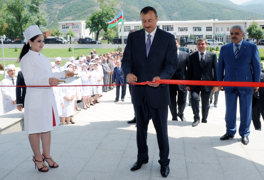 PREZİDENT İLHAM ƏLİYEV BALAKƏN RAYON MƏRKƏZİ XƏSTƏXANASININ YENİ BİNASININ AÇILIŞINDA İŞTİRAK ETMİŞDİR