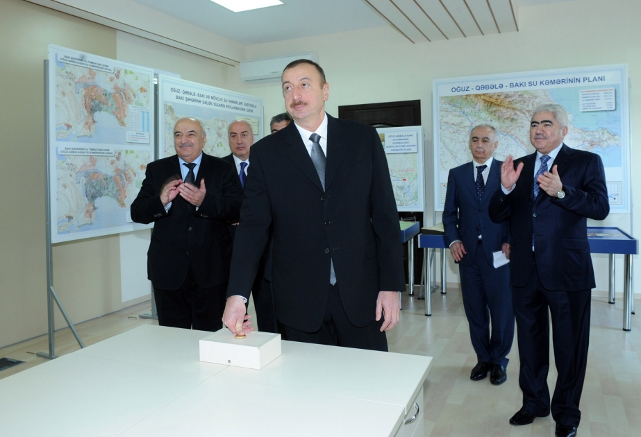 Azərbaycanda ən böyük layihələrdən biri – Oğuz-Qəbələ-Bakı su kəməri istifadəyə verilmişdir Prezident İlham Əliyev mərasimdə iştirak etmişdir
