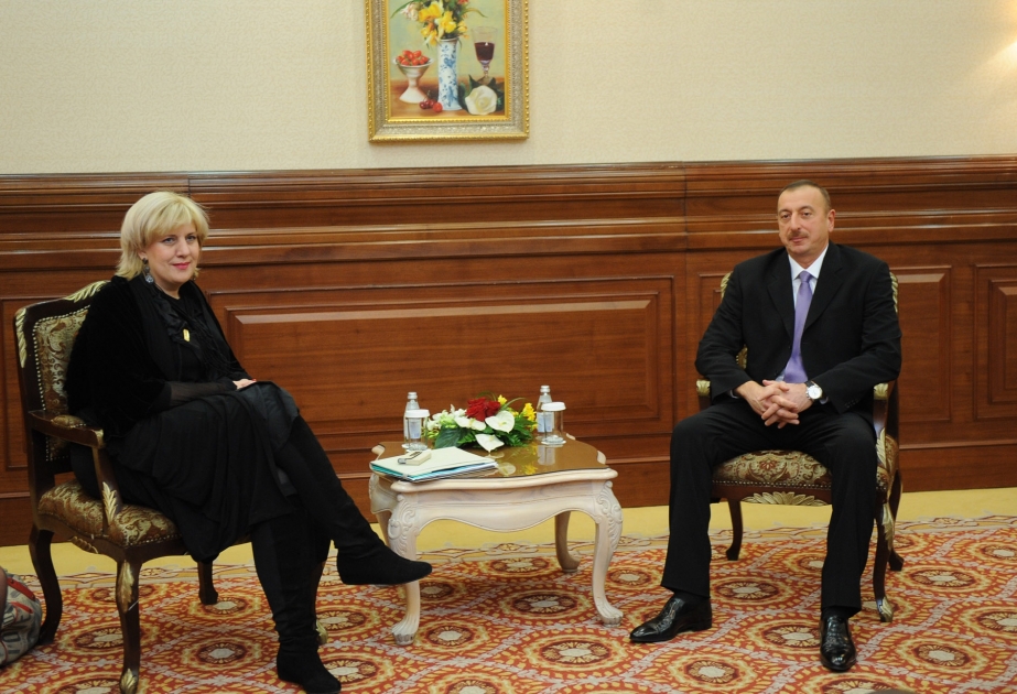 Azərbaycan Prezidenti İlham Əliyevin ATƏT-in KİV azadlığı üzrə nümayəndəsi xanım Dunya Miyatoviç ilə görüşü