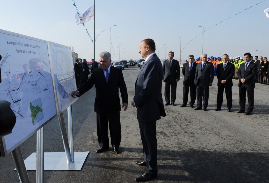 Prezident İlham Əliyev Bakı dairəvi avtomobil yolunun açılışında iştirak etmişdir
