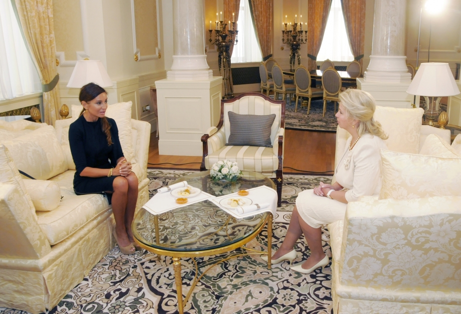 AZERBAIJAN`S FIRST LADY MEETS RUSSIAN PRESIDENT`S SPOUSE