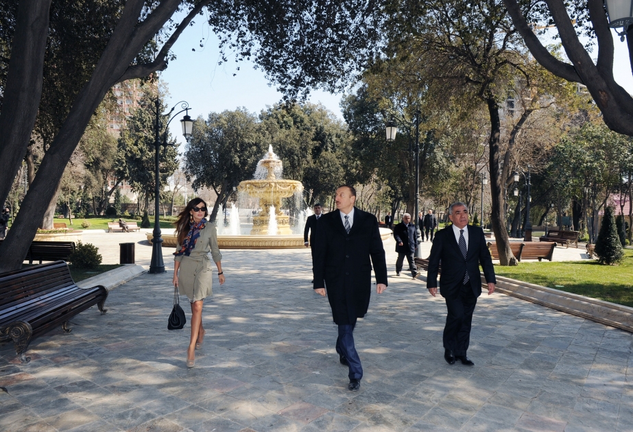 Azərbaycan Prezidenti İlham Əliyev və xanımı Mehriban Əliyeva Bakıda Zabitlər parkının açılış mərasimində iştirak etmişlər