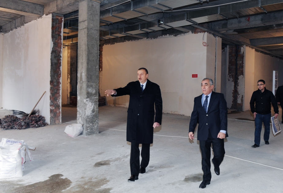 Azərbaycan Prezidenti İlham Əliyev Bakının Səbail rayonundakı 6 nömrəli məktəbin yeni binasında tikinti işlərinin gedişi ilə tanış olmuşdur