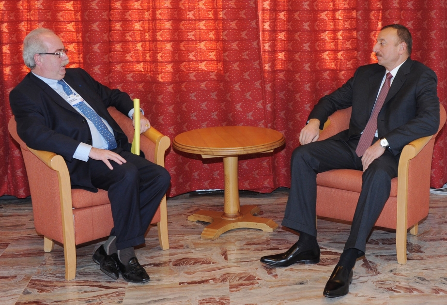 Prezident İlham Əliyevin TOTAL şirkətinin sədri və baş icraçı direktoru Kristof De Marjeri ilə görüşü