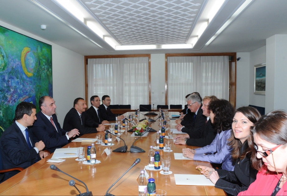 Azərbaycan Prezidenti İlham Əliyevin Sloveniya Milli Assambleyasının prezidenti Pavel Qantar ilə görüşü
