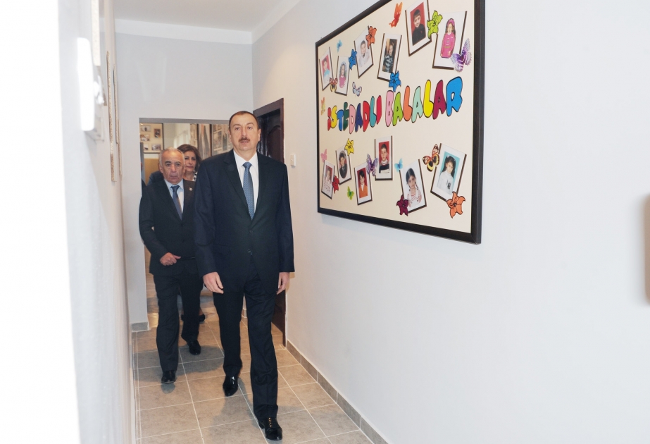 Azərbaycan Prezidenti İlham Əliyev Nəsimi rayonundakı 96 nömrəli uşaq bağçasının əsaslı təmir və yenidənqurma işlərindən sonrakı vəziyyəti ilə tanış olmuşdur