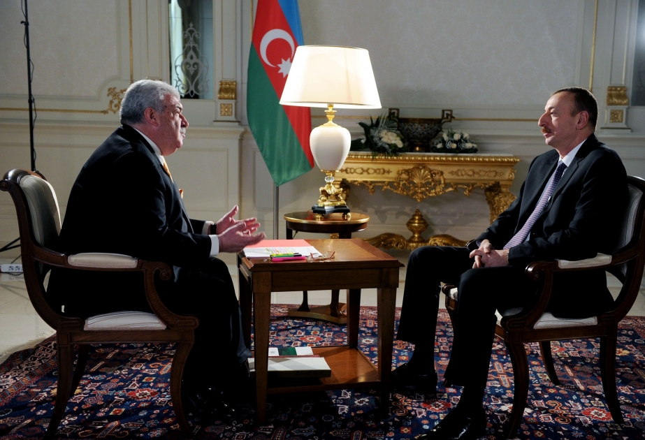 Azərbaycan Prezidenti İlham Əliyev Ümumrusiya Dövlət Teleradio Verilişləri Şirkətinin “Formula Vlasti” (Hakimiyyət Formulu) proqramının müəllifi və aparıcısı Mixail Qusmana müsahibə vermişdir