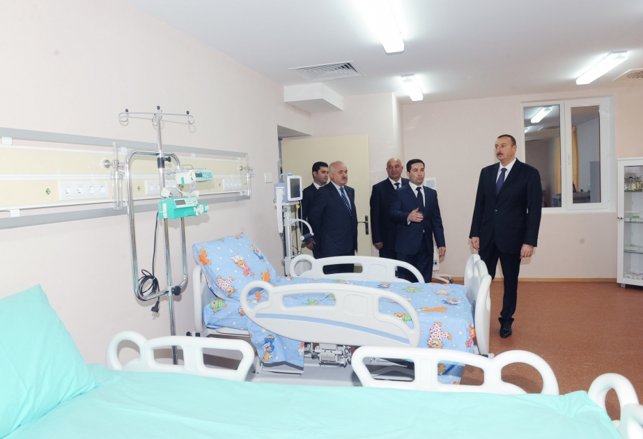 Prezident İlham Əliyev Ucar şəhər uşaq xəstəxanasının yenidənqurmadan sonra açılışında iştirak etmişdir