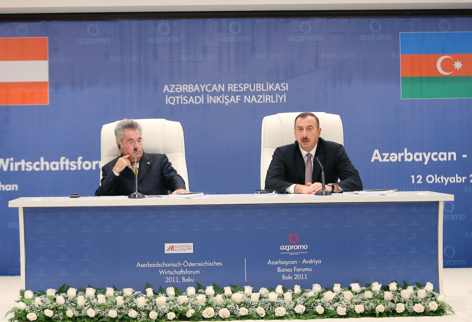 Prezidentlər İlham Əliyev və Haynts Fişer Azərbaycan-Avstriya biznes forumunda iştirak etmişlər